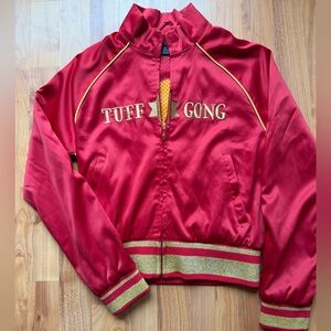 VINTAGE Tuff Gong Red Satin Bomber Jacket